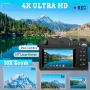 Цифрова фотокамера TEKXDD, 4K Vlog камера, 64GB SD, 18X увеличение, двойна камера предна и задна..., снимка 4
