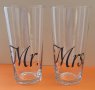 Декорирани стъклени чаши Mr.&Mrs., снимка 1 - Декорация за дома - 43983369