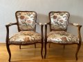 Двойка антикварни кресла Fleurs de Versaille в стил Луи XV, кабриолет (Cabriolet), снимка 1