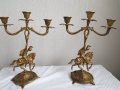 Комплект бронзови свещници, снимка 1 - Антикварни и старинни предмети - 43514348