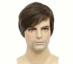 Мъжка къса коса / перука с бретон – кафява, естествен вид, снимка 2