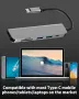 USB C хъб 6в1 USB HDMI TF SD четец на карти, снимка 7