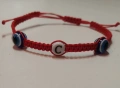 Гривна с буква и синьо око,на червен конец,за деца и възрастни,ръчна изработка, снимка 4