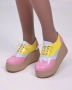 Обувки на платформа - розово, синьо и жълто лак - 450-L , снимка 2