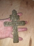 Стар голям възрожденски бронзов кръст разпятие религия, снимка 7