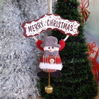 Коледна висяща фигура с табелка Merry Christmas и звънче, снимка 1 - Декорация за дома - 26861644