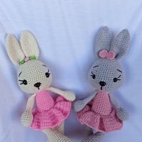 Плетени играчки - зайчета , жабка, снимка 7 - Плюшени играчки - 37509298