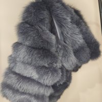 Палто от естествен косъм в тъмно син цвят, снимка 8 - Якета - 38721395
