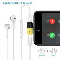 Преходник от iPhone 5 6 7 Lightning към Lightning слушалки и зареждане DigitalOne SP00097 Адаптер Li, снимка 3 - USB кабели - 28101788