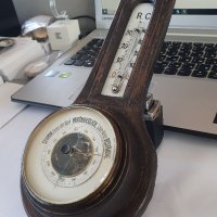 Рядък антикварен немски барометър с термометър , снимка 4 - Антикварни и старинни предмети - 38422440