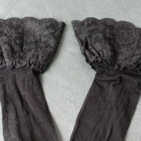CANDA Satin 20 Den Shiny S/M черни нови чорапи с ликра за жартиери, снимка 5 - Бельо - 40622358