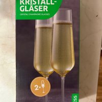 Кристални чаши за шампанско - 2бр, снимка 1 - Чаши - 43592797