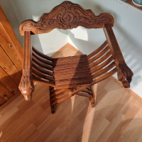 Продавам дървен стар стол тип ножица., снимка 4 - Столове - 44877603