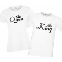 Комплект тениски за влюбени King Queen 2, снимка 2 - Тениски - 33012308