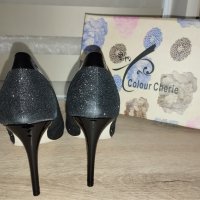 Дамски бляскави черни токчета, снимка 6 - Дамски обувки на ток - 43690597