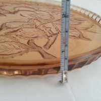 Старо стъклено плато чиния поднос, снимка 4 - Антикварни и старинни предмети - 26636894