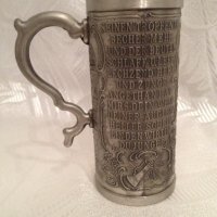 Старинна немска калаена чаша серия "Lindenwirthin" лична колекция нова, снимка 4 - Антикварни и старинни предмети - 43037532