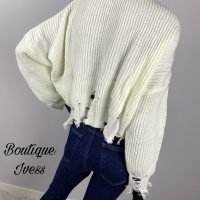Дамски накъсан къс пуловер 5 цвята , снимка 6 - Блузи с дълъг ръкав и пуловери - 38669424