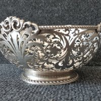 Сребърна ажурна сребро купа чаша тас Стара Англия 1913г Шефилд, снимка 3 - Антикварни и старинни предмети - 37943716