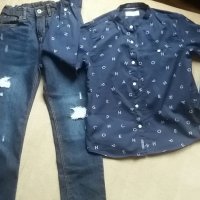 Като нови дънки и риза Zara размер 134, снимка 1 - Детски комплекти - 26917480