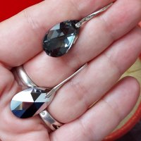 Масивни сребърни обеци с кристали Swarovski / проба 925, снимка 4 - Обеци - 32726661