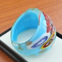 Стъклен пръстен тип Мурано , снимка 3 - Антикварни и старинни предмети - 28486430