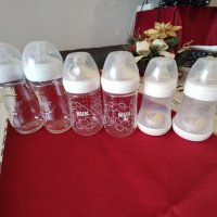 Лот от 2 Стъклени бебешки шишета Шише бебешко Чико Chicco пластмасово, снимка 1 - Прибори, съдове, шишета и биберони - 43798845