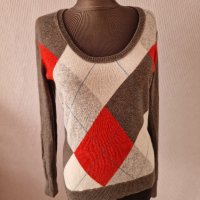 Фин вълнен пуловер ЕSPRIT в сиво каре - 14,00лв, снимка 1 - Блузи с дълъг ръкав и пуловери - 44018964