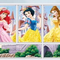 3 принцеси Белл Ариел Снежанка стикер лепенка за стена или гардероб детска самозалепващ, снимка 1 - Други - 27293713