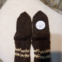 Ръчно плетени детски чорапи от вълна, ходило 14 см., снимка 1 - Чорапи - 39857259