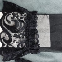Черни чорапи М/Л размер за жартиери с дантела и ластик (без силикон), снимка 3 - Бельо - 38267568