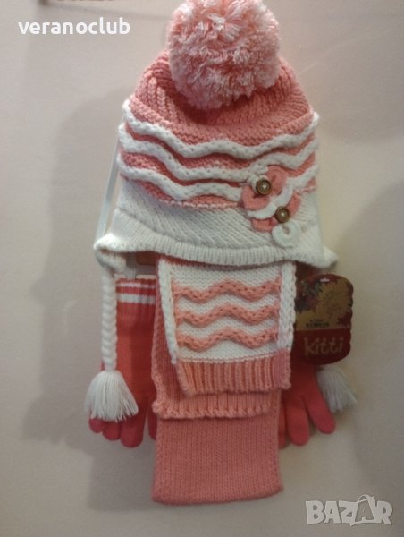 Комплект шапка, шал и ръкавици за момиче 9 години, снимка 1