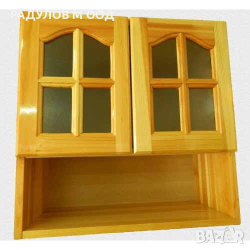 Кухненски шкаф чам Б62, горен ред с витрина и ниша, 60 см / 30508, снимка 1