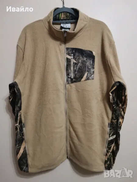 Ducks Unlimited Habitat Fleece Tan/Camouflage Zip-up Jacket. , снимка 1