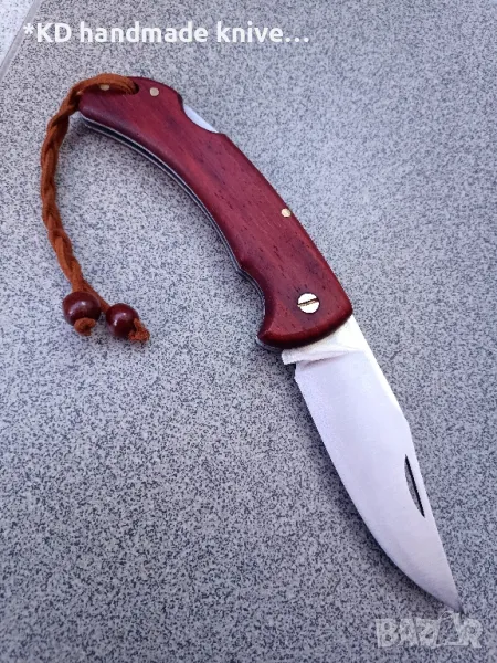 Сгъваем нож ръчно изработен + ПОДАРЪК кания, снимка 1