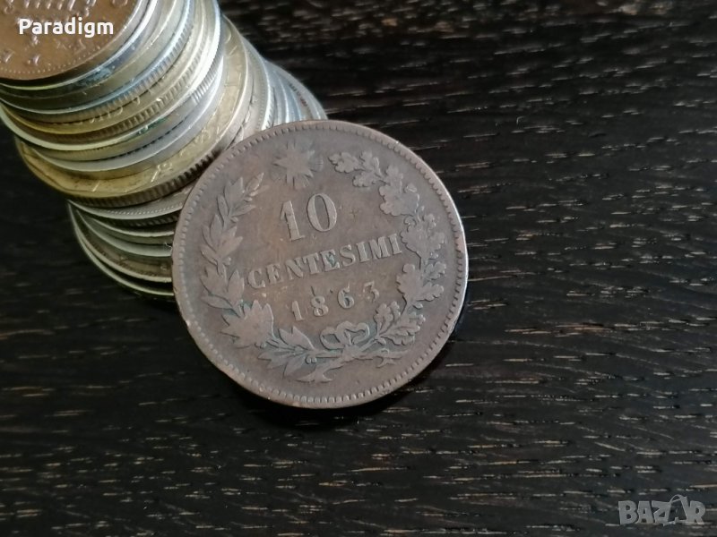 Монета - Италия - 10 чентесими | 1863г., снимка 1