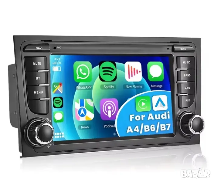 Мултимедия за Audi A4, B6, B7, RS4, навигация, Android, плеър, 2DIN, A4, Андроид, двоен дин, А4, снимка 1