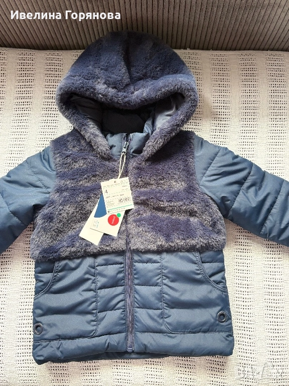 Детско зимно яке с плюшена част - размер 3-4г(104см.) , снимка 1