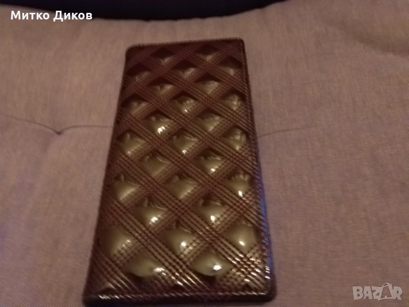 Арт женско портмоне за карти естествена кожа винено 190х100мм, снимка 1