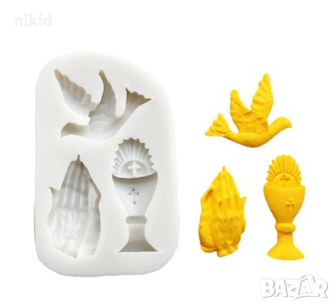 гълъб молитва кръщене силиконов молд форма декорация торта фондан сладки, снимка 1