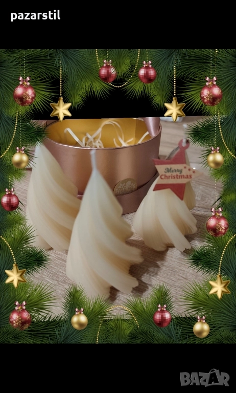 Ароматни, ръчно ляти Коледни свещи от соев восък, снимка 1