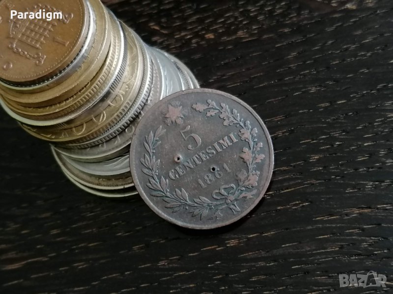 Монета - Италия - 5 чентесими | 1861г., снимка 1