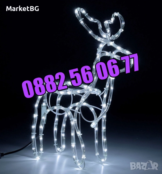 Коледен светещ елен, коледен елен височина 90 см, жълта, бяла или синя светлина, снимка 1