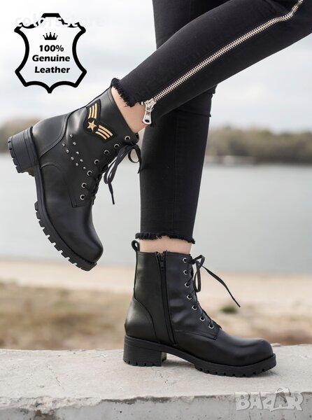 Равни боти - черна ЕСТЕСТВЕНА кожа - 1MAN15, снимка 1