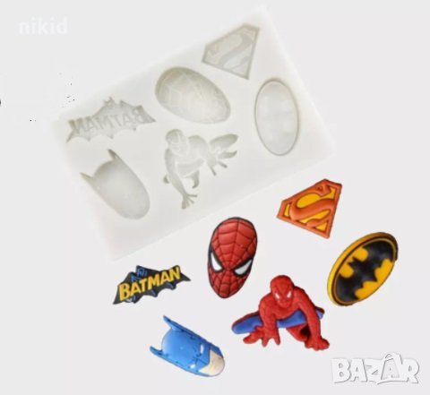 Супер герои Батман Супермен Спайдърмен avengers силиконов молд форма украса фондан торта мъфини, снимка 1