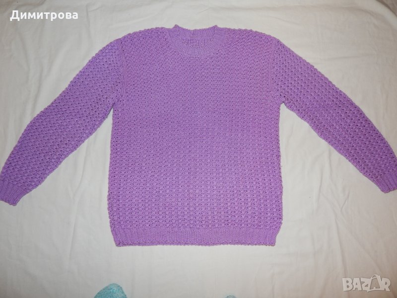 Лилава блуза- ръчно плетиво Л размер, снимка 1