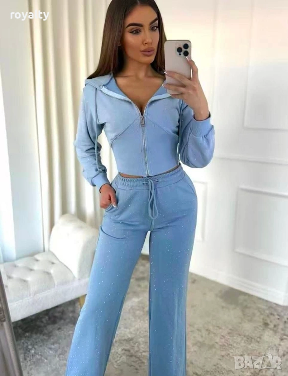 Стилен Син Дамски Комплект , снимка 1
