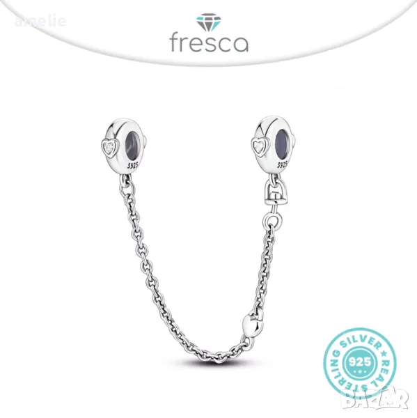 Ново! Осигурителна верижка Fresca по модел тип Pandora печат ale S925 Love Me. Колекция Amélie, снимка 1