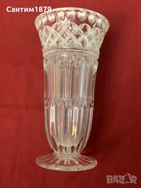 Красива старинна кристална ваза-Царство България, снимка 1