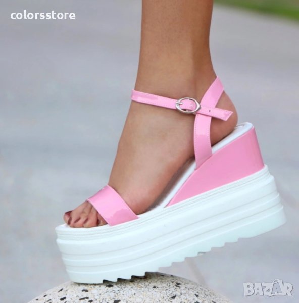 Сандали на платформа - розов лак - SJN57, снимка 1